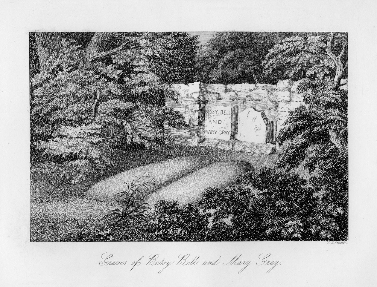 Tumba de Bessy Bell y Mary Gray, cerca de Perth, 1840 de Charles J. Smith