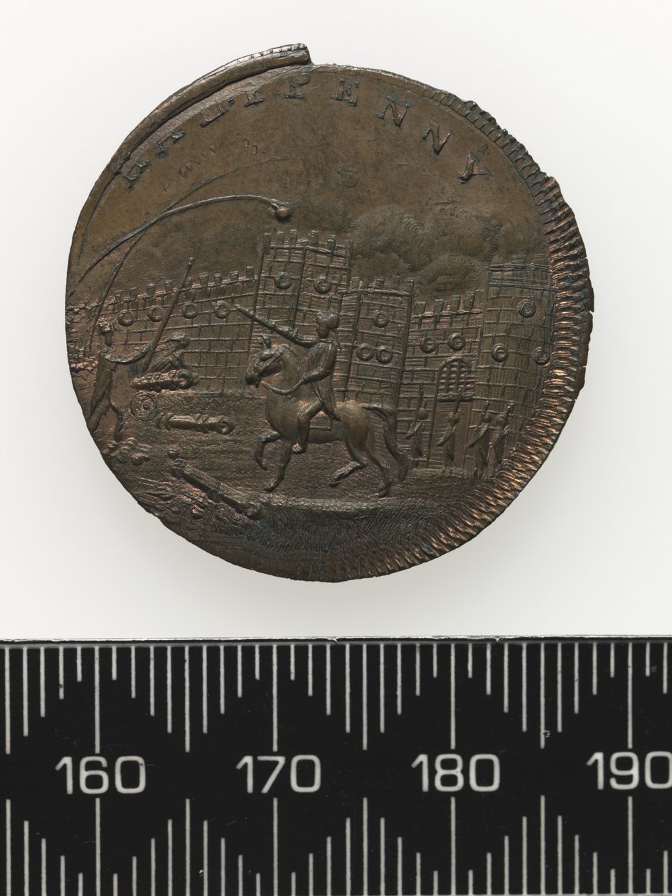 Reverso de un token que representa a Thomas Spence (cobre) de Charles James