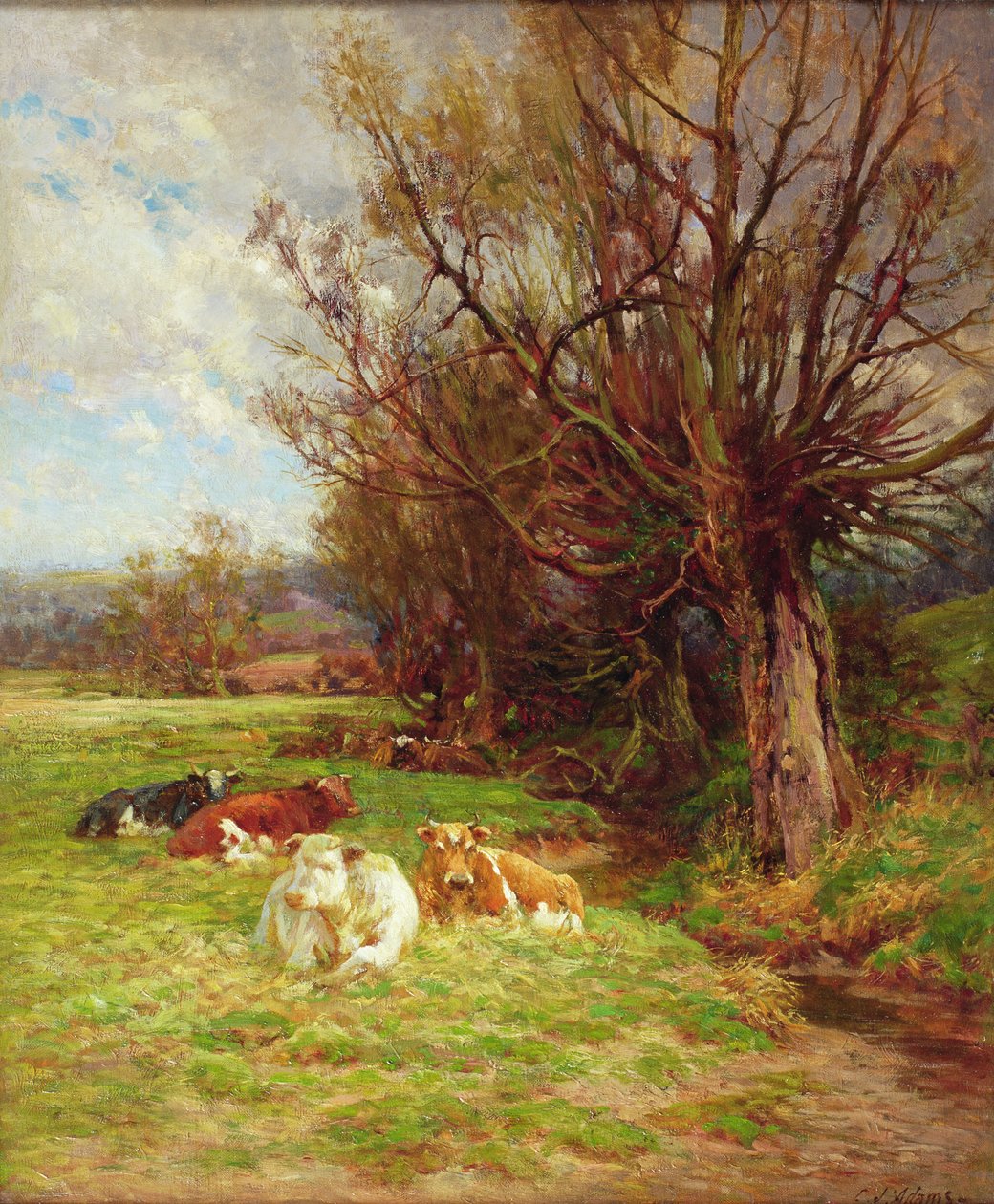 Ganado pastando de Charles James Adams