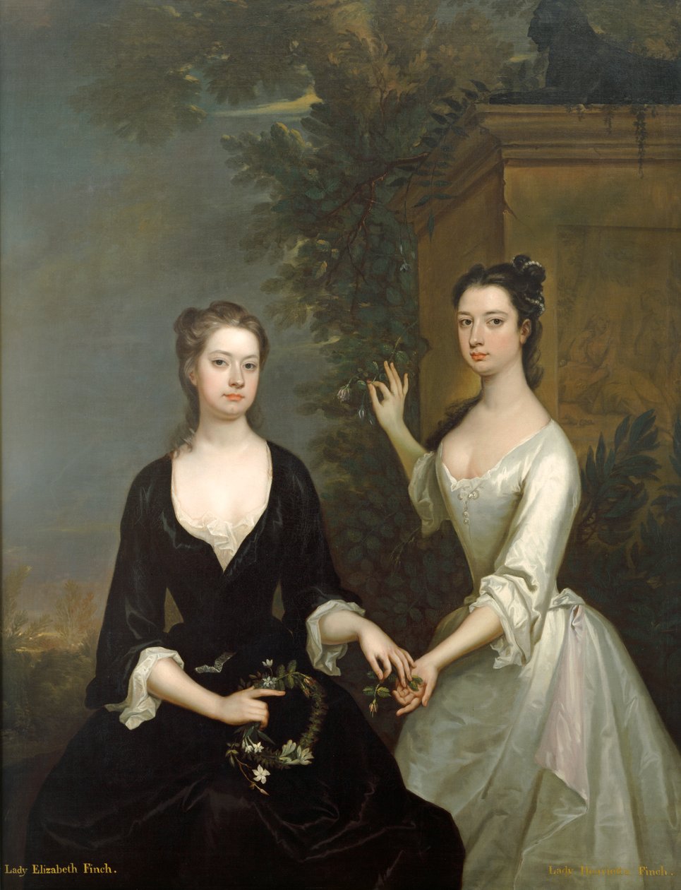 Lady Henrietta y Lady Elizabeth Finch, c.1732 (óleo sobre lienzo) de Charles Jervas