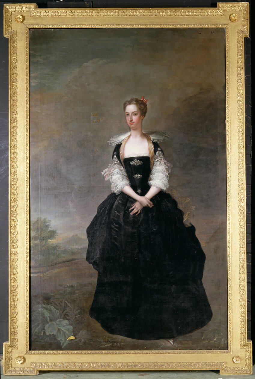 Retrato de una dama, miembro de la familia Dundas, con un vestido de terciopelo negro con mangas de encaje de Charles Jervas