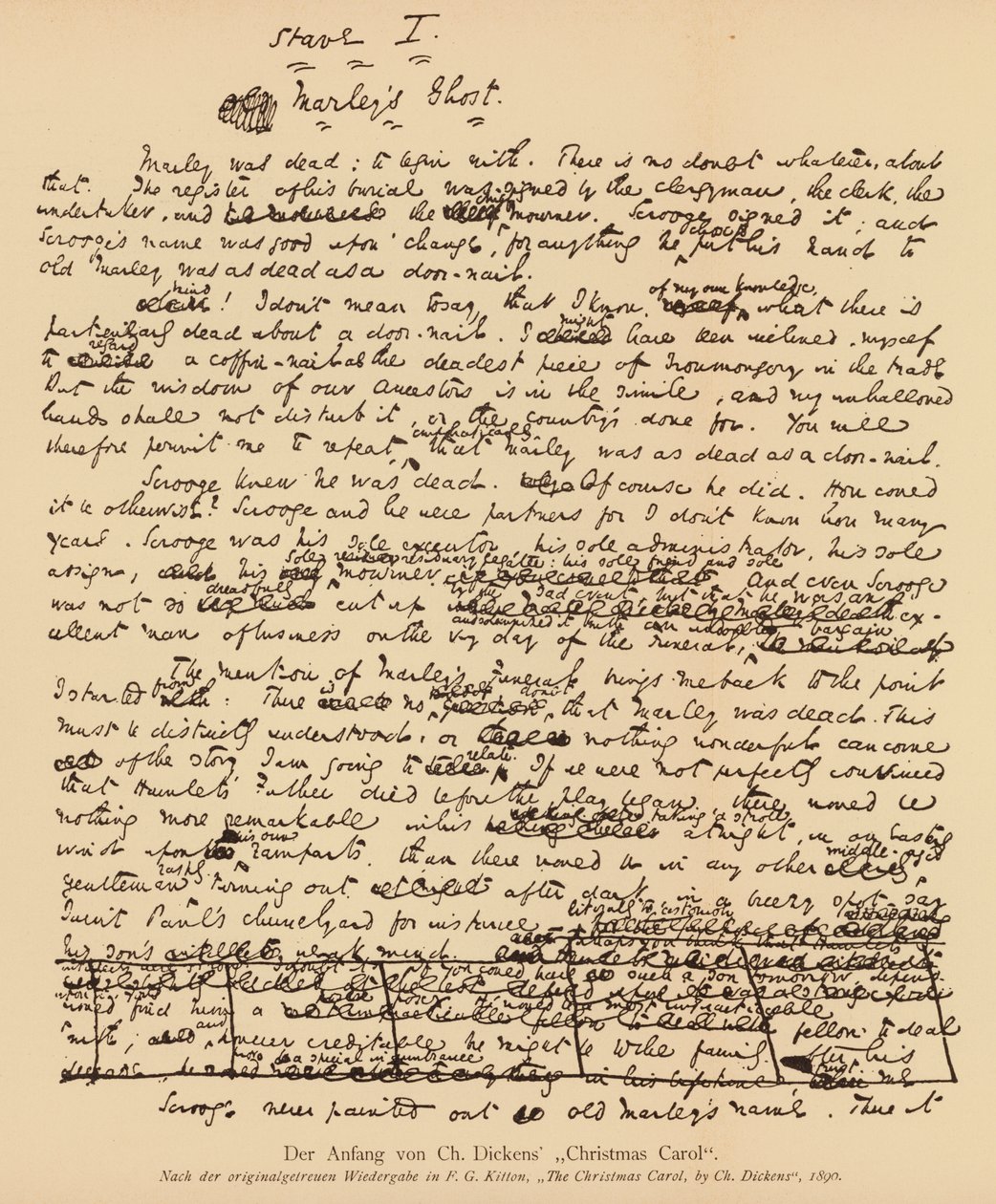 Manuscrito de Cuento de Navidad de Charles Dickens (litografía) de Charles John Huffam Dickens
