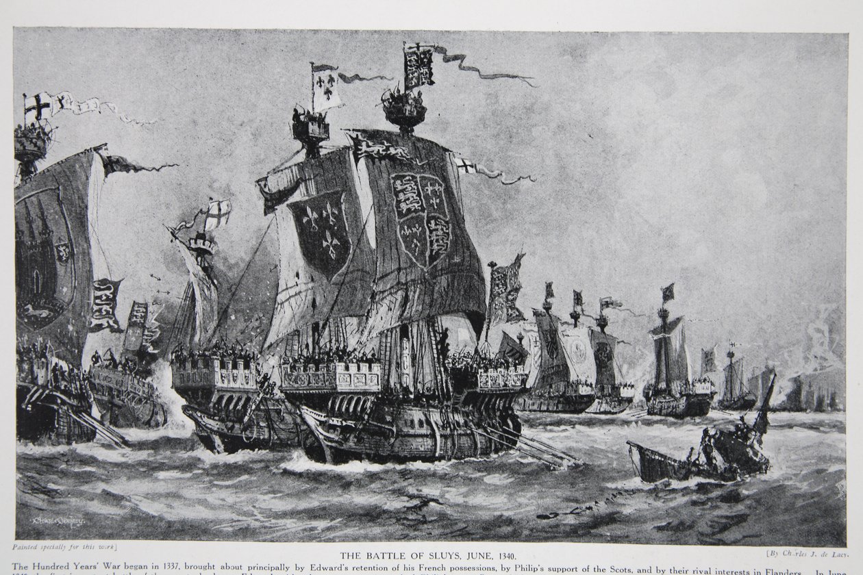La Batalla de Sluys, 24 de junio de 1340, ilustración de 