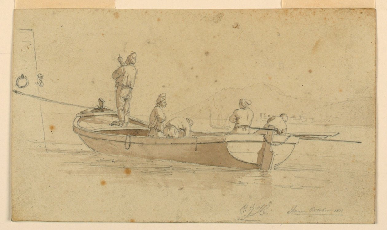 Barco de Pesca en Lago Italiano de Charles Joseph Hullmandel