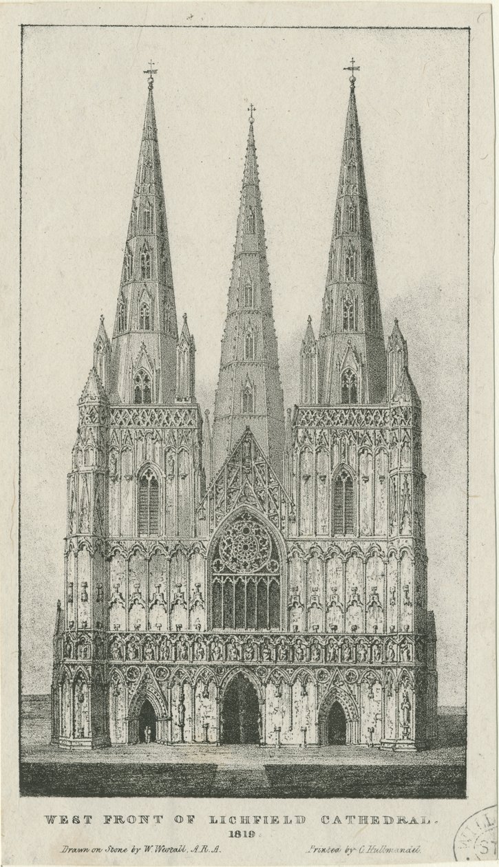 Catedral de Lichfield - Fachada Oeste de Charles Joseph Hullmandel