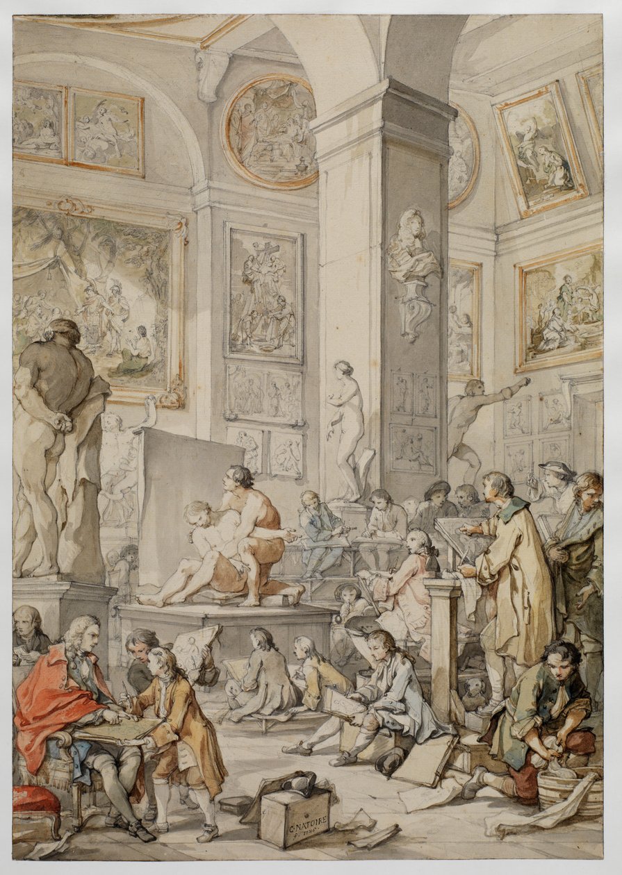 Clase de vida en la Real Academia de Pintura y Escultura, 1746 de Charles Joseph Natoire
