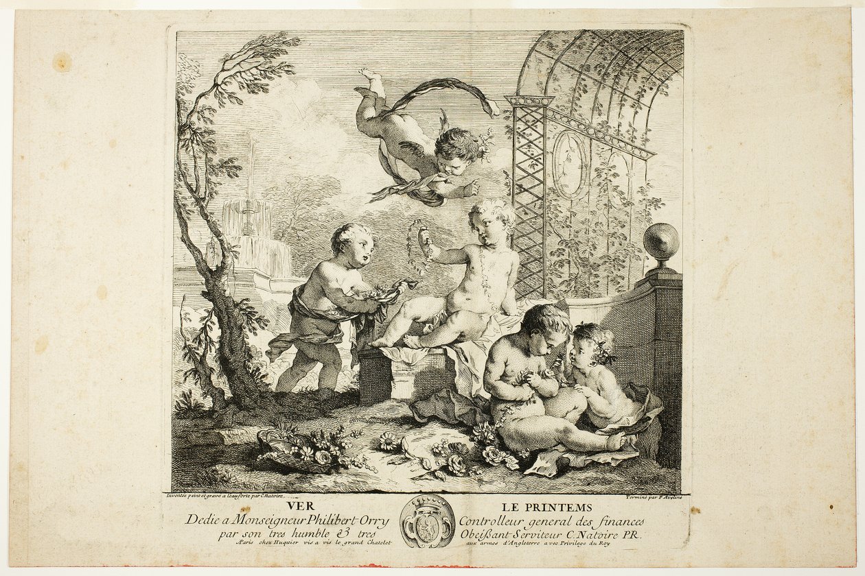 Primavera, lámina uno de Las Cuatro Estaciones de Charles Joseph Natoire