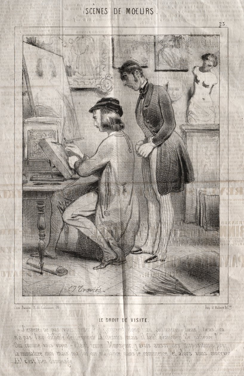 Escenas de costumbres: El Derecho de Visita. ¿Espero no molestarle?... de Charles Joseph Traviès de Villers