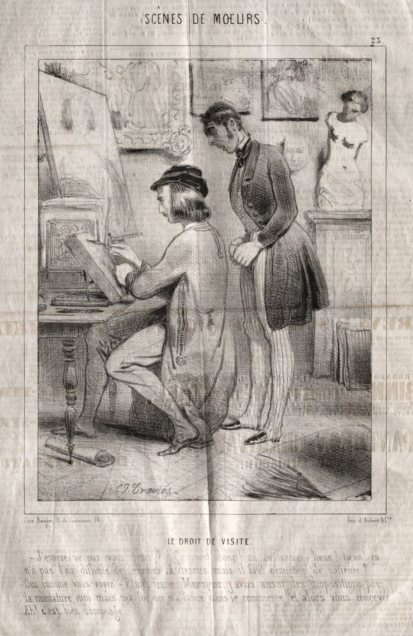 Escenas de costumbres: El derecho de visita. Espero no molestarle... de Charles Joseph Traviès de Villers