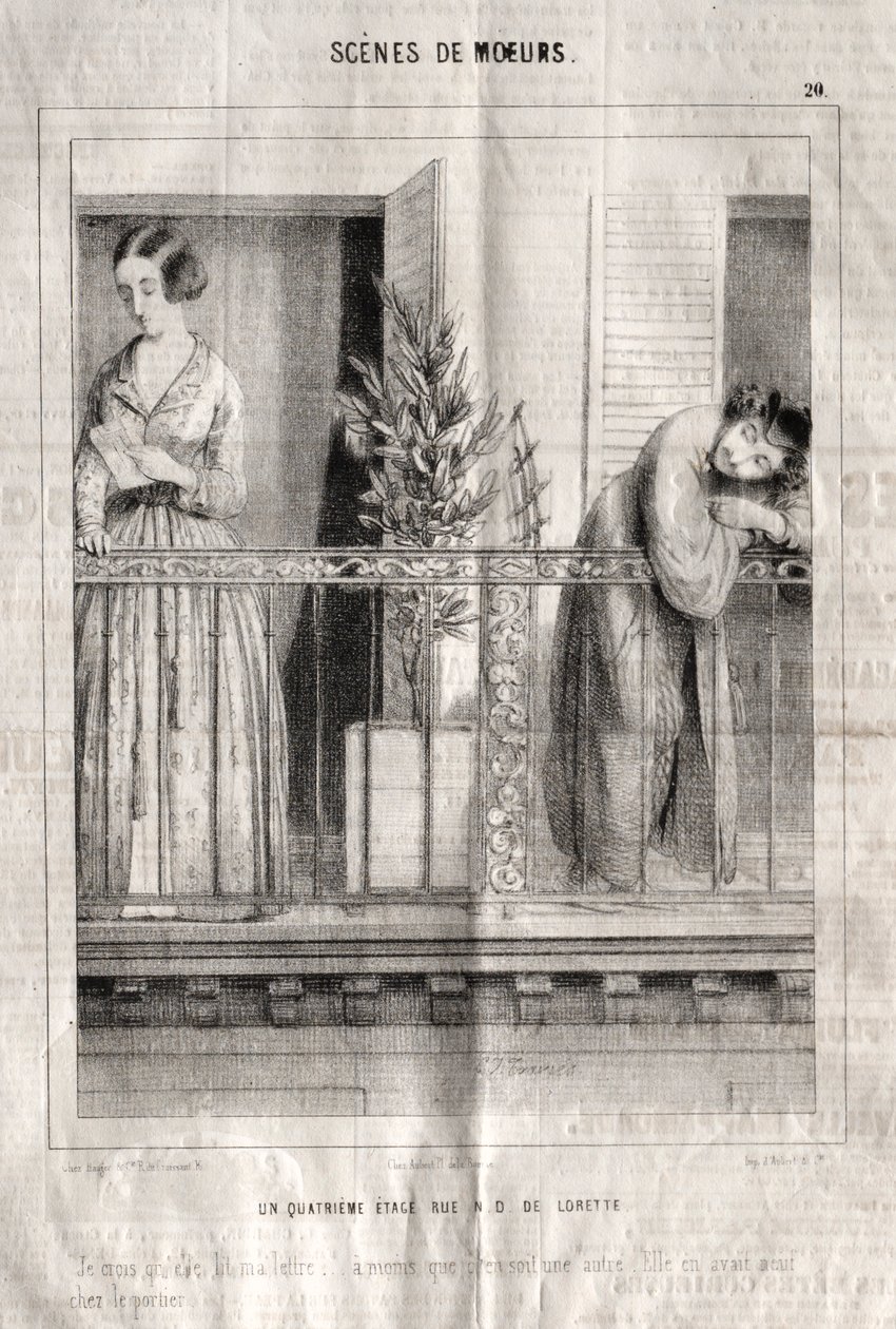 Escenas de costumbres: Un cuarto piso en la calle N. D. de Lorette. Creo que lee mi carta de Charles Joseph Traviès de Villers