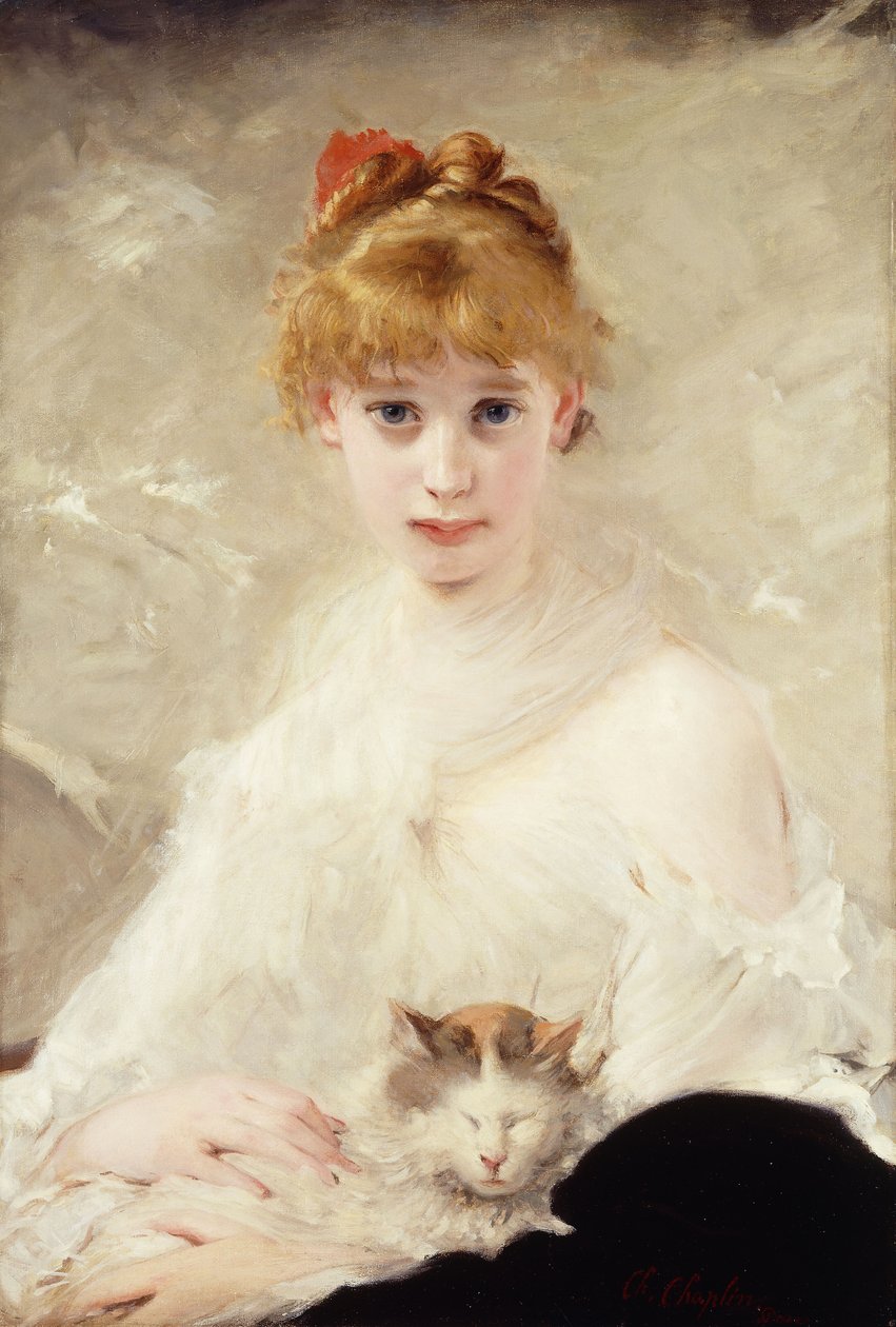 Joven con gato de Charles Joshua Chaplin