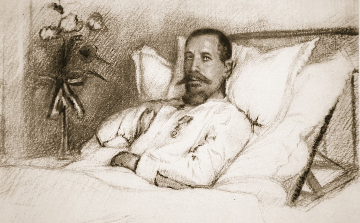 Un líder herido que Sir Ian Hamilton ha llamado una calamidad: General Gouraud, en el hospital en París, de The Illustrated War News de Charles Jules Duvent