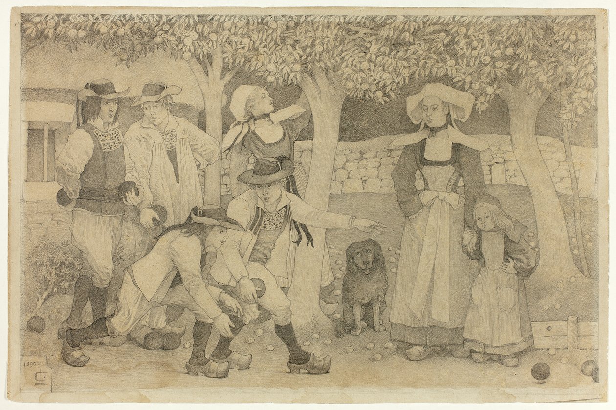 Jugadores de petanca en Bretaña de Charles Laval