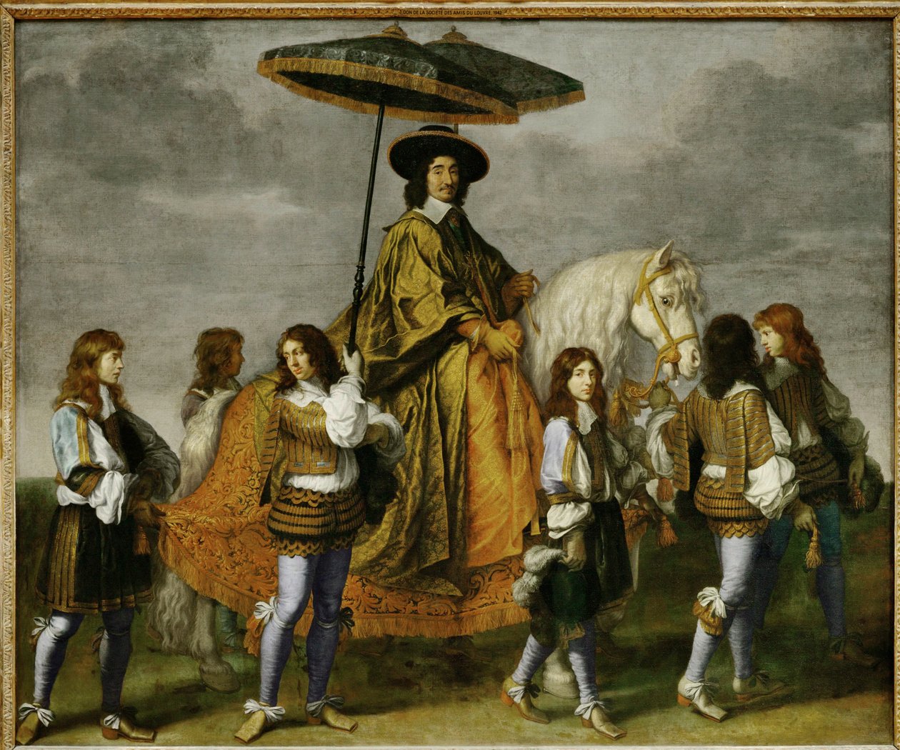 El canciller Pierre Seguier a caballo, el joven Delfín, más tarde Luis XIV ... de Charles Le Brun