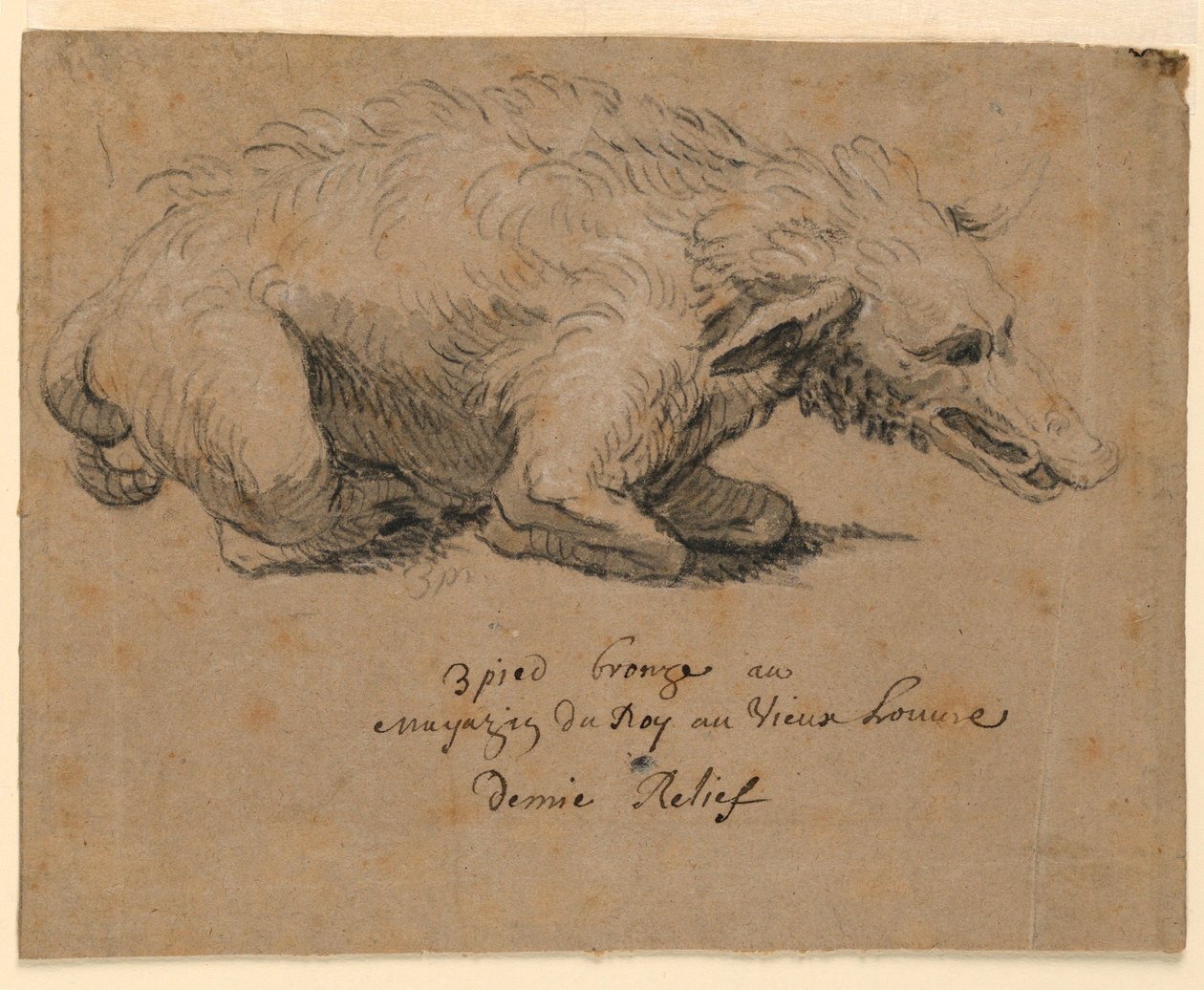 Dibujo, Fuente con jabalí, hacia 1670 de Charles Le Brun