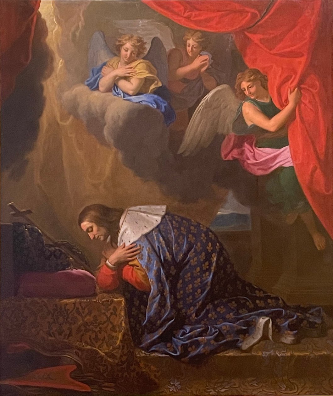 Francés: San Luis en oración, venerando la corona de espinas de Charles Le Brun