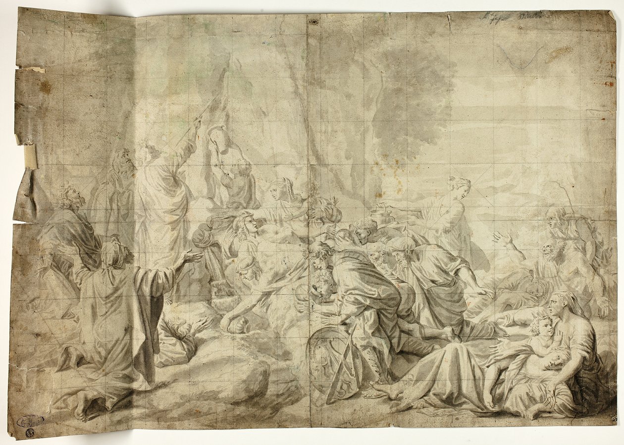 Moisés sacando agua de la roca de Charles Le Brun