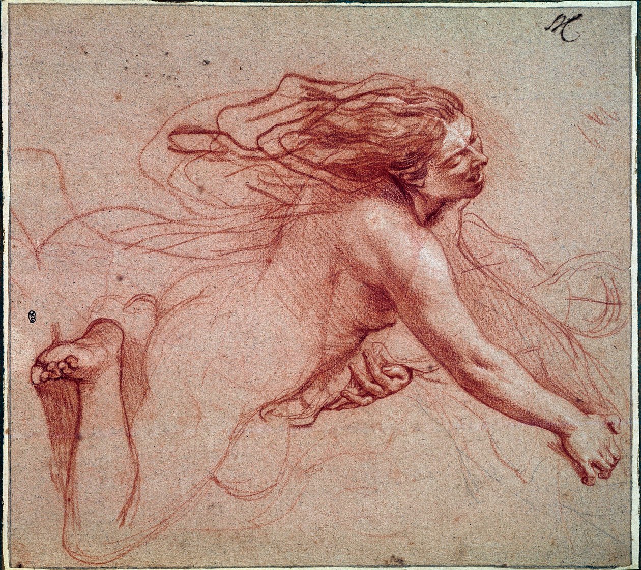 Mujer desnuda de rodillas de Charles Le Brun