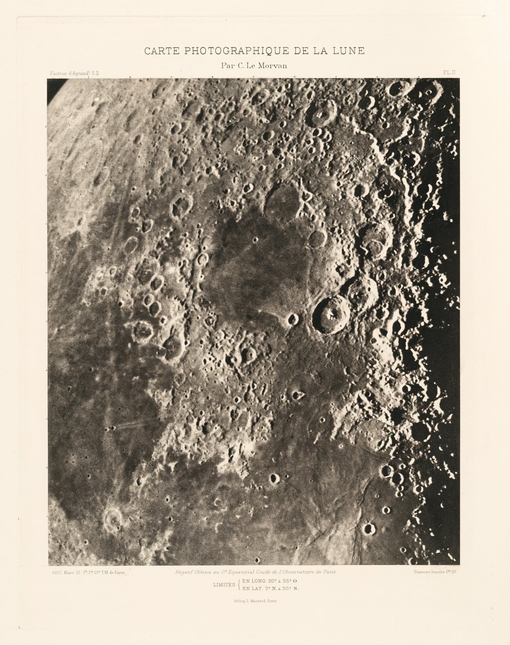 Carte photographique de la lune, planche II (Carta fotográfica de la Luna, plancha II),15 de marzo de Charles le Morvan