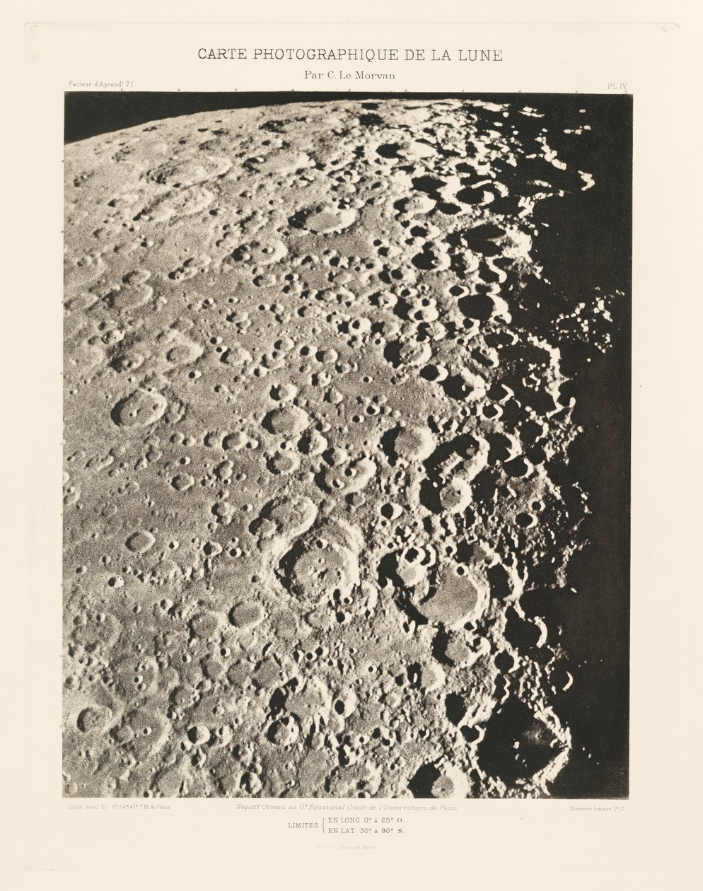 Carta fotográfica de la Luna, lámina IV,27 de abril de Charles le Morvan