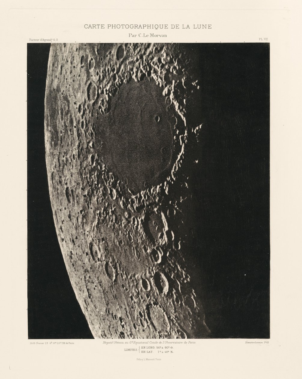 Carte photographique de la lune, planche VII (Carta fotográfica de la Luna, plancha VII),23 de febrero de Charles le Morvan