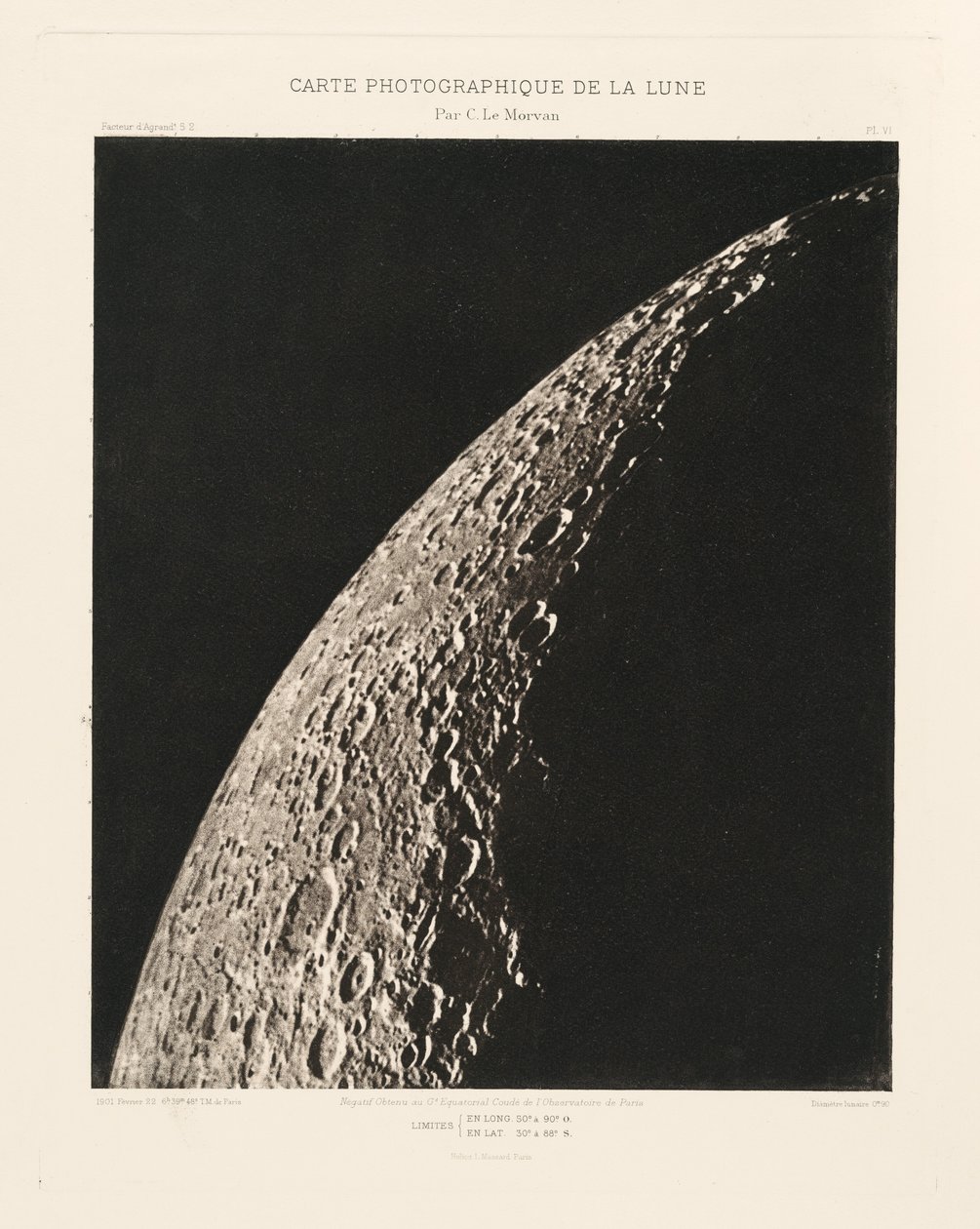 Carte photographique de la lune, planche VI (Carta fotográfica de la Luna, plancha VI),22 de febrero de Charles le Morvan