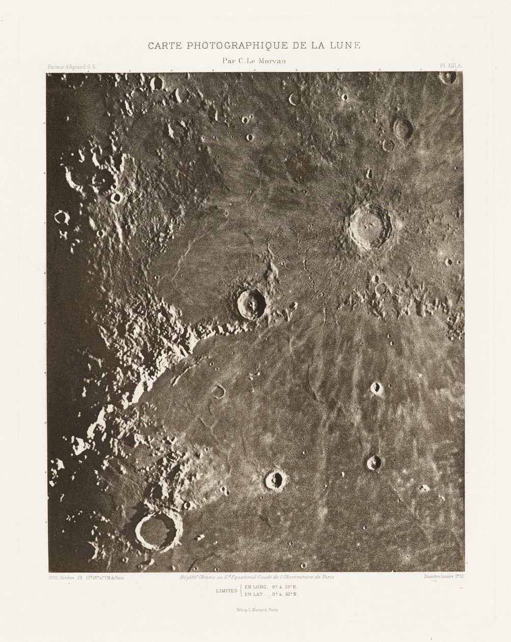 Carte photographique de la lune, planche XIII.A (Carta fotográfica de la Luna, plancha XIII.A),23 de octubre de Charles le Morvan