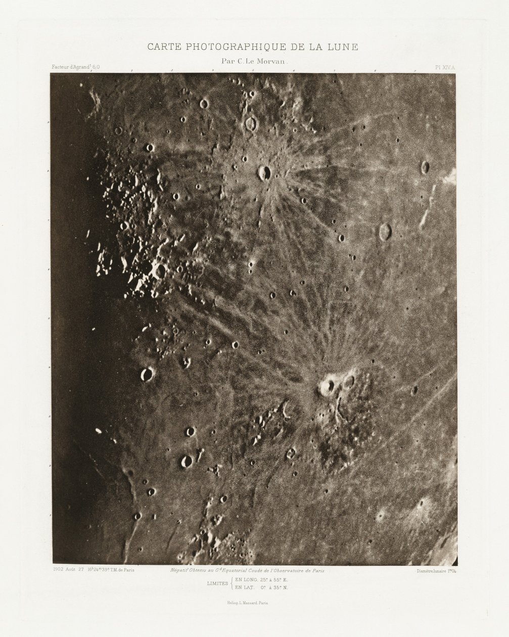 Carte photographique de la lune, planche XIV.A (Carta fotográfica de la Luna, plancha XIV.A),27 de agosto de Charles le Morvan