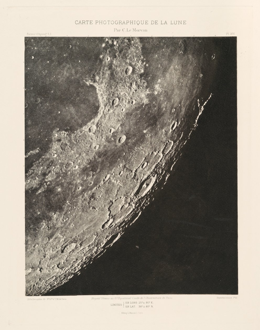 Carta fotográfica de la Luna, lámina XVI,20 de diciembre de Charles le Morvan