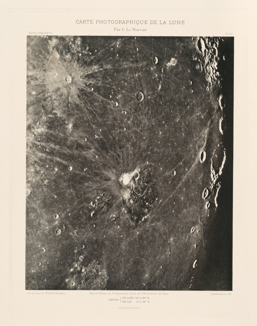 Carta fotográfica de la Luna, lámina XV,20 de diciembre de Charles le Morvan