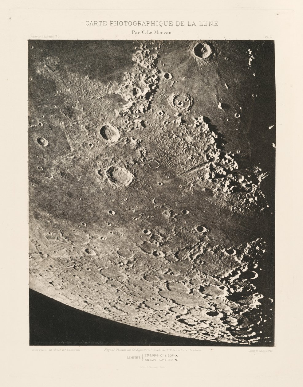 Carte photographique de la lune, planche X (Carta fotográfica de la Luna, plancha X),12 de febrero de Charles le Morvan