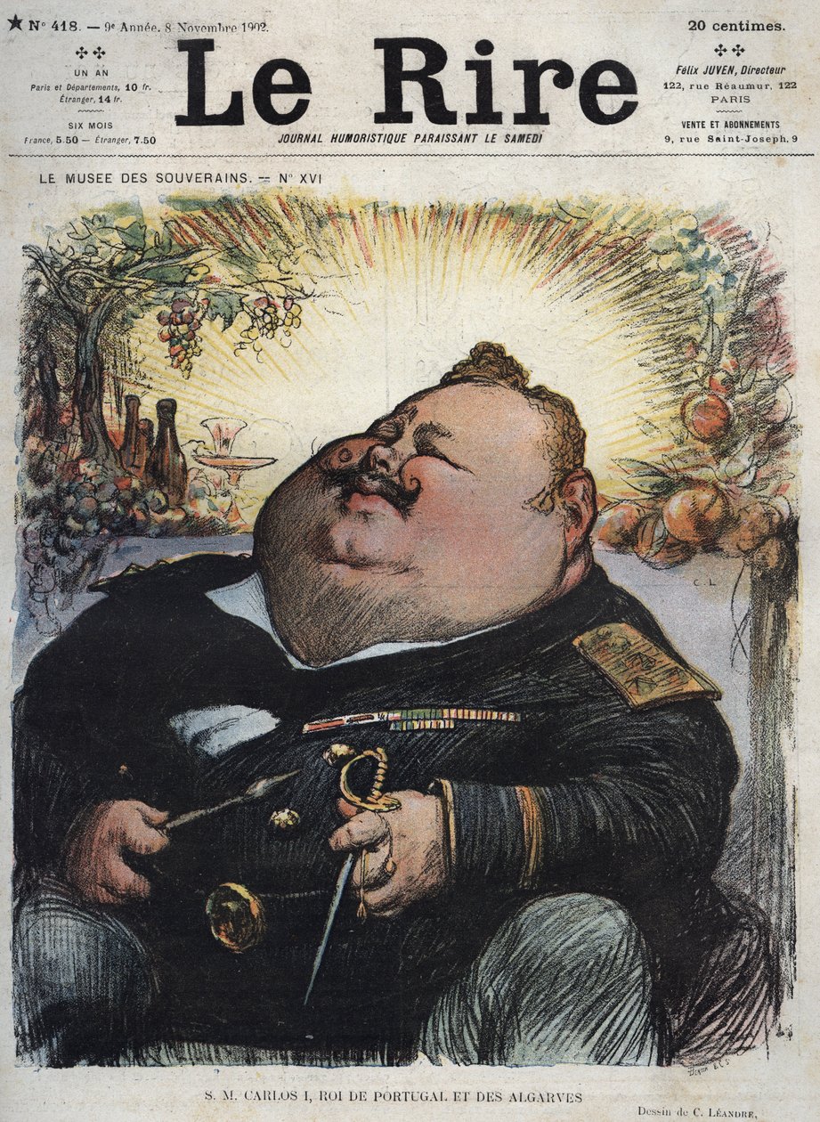 Carlos I Rey de Portugal (1863-1908) - Caricatura de Charles Leandre (1862-1934) en 