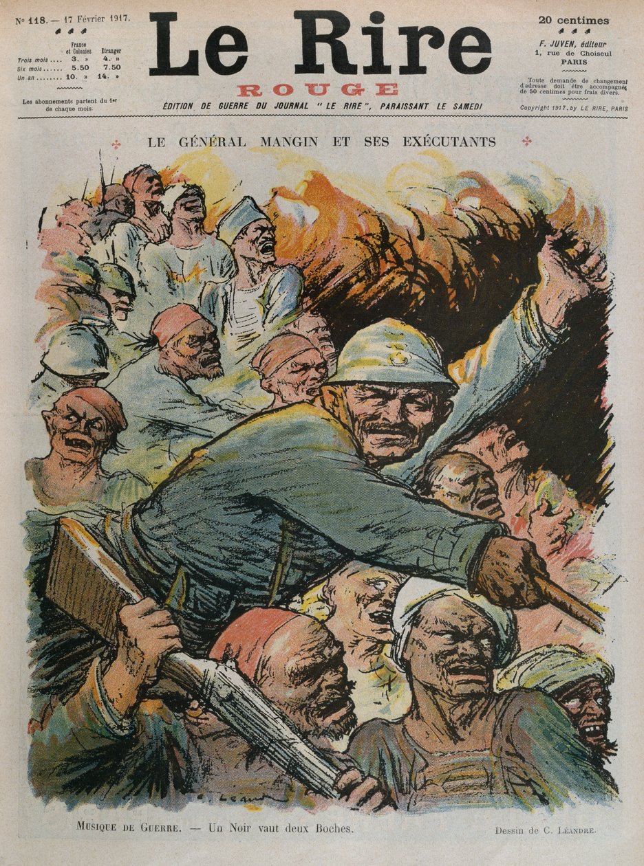 General Charles Mangin y sus subordinados, un negro vale por dos boches, ilustración de portada de 