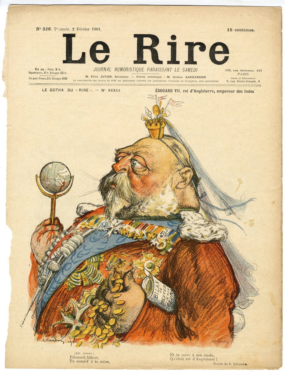 Ilustración de Charles Leandre (1862-1934) para la portada de Le Rire de Charles Leandre