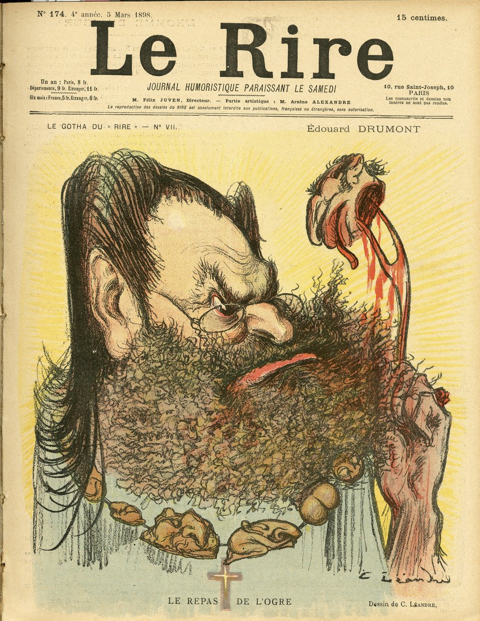 Ilustración de Charles Leandre (1862-1934) para la portada de Le Rire de Charles Leandre