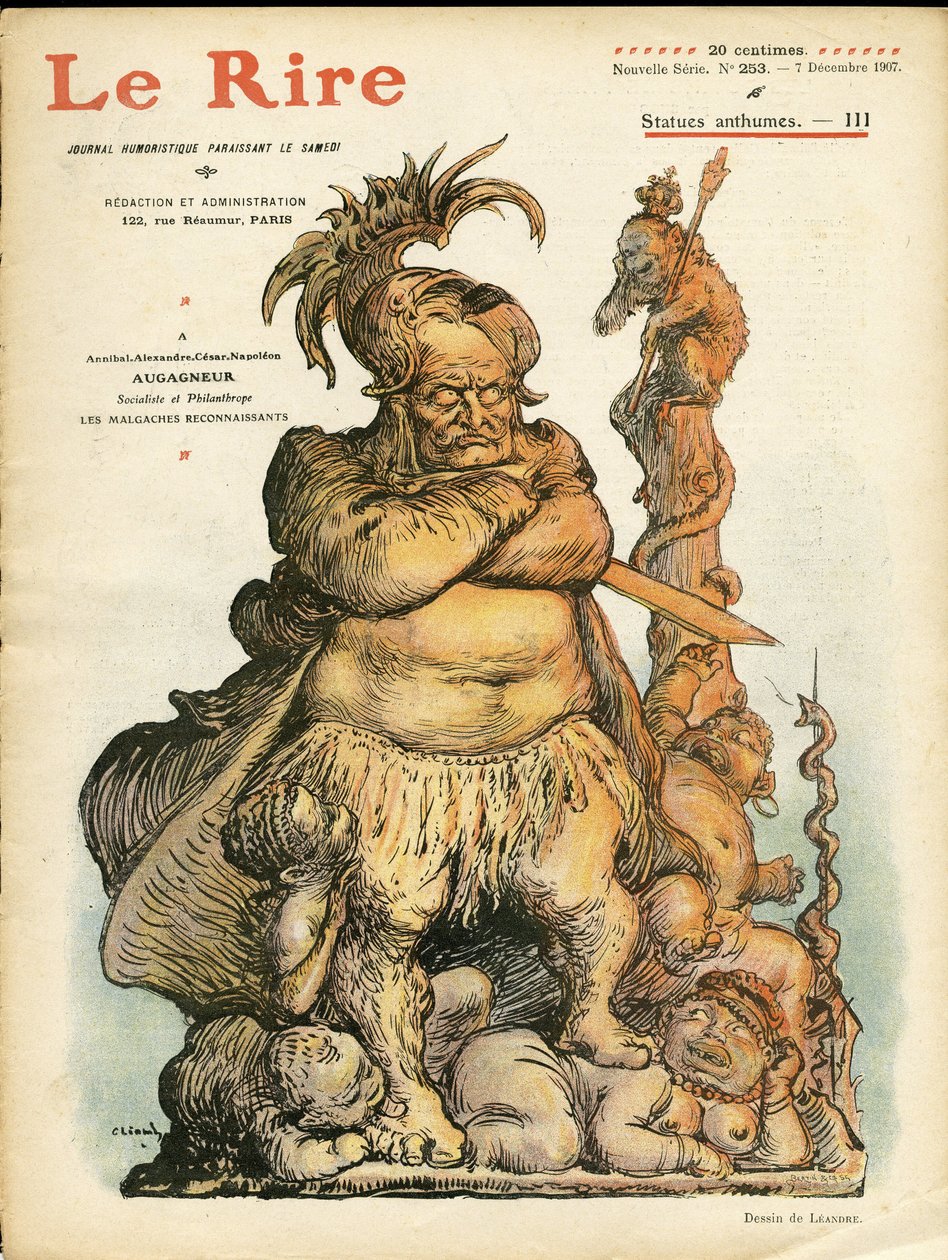 Ilustración de Charles Leandre (1862-1934) para la portada de Le Rire, 07/12/07 - Augagneur Victor (1855-1931) - Estatuficación de Charles Leandre