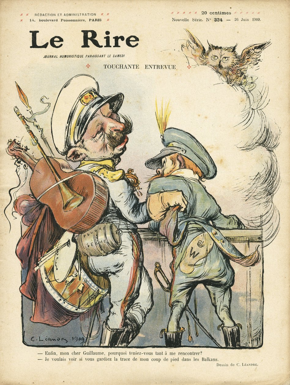 Ilustración de Charles Leandre (1862-1934) para la Portada de Le Rire, 26/06/09 - Entrevista Emotiva - Música, Guitarra - Guillermo II, Nicolás II de Charles Leandre