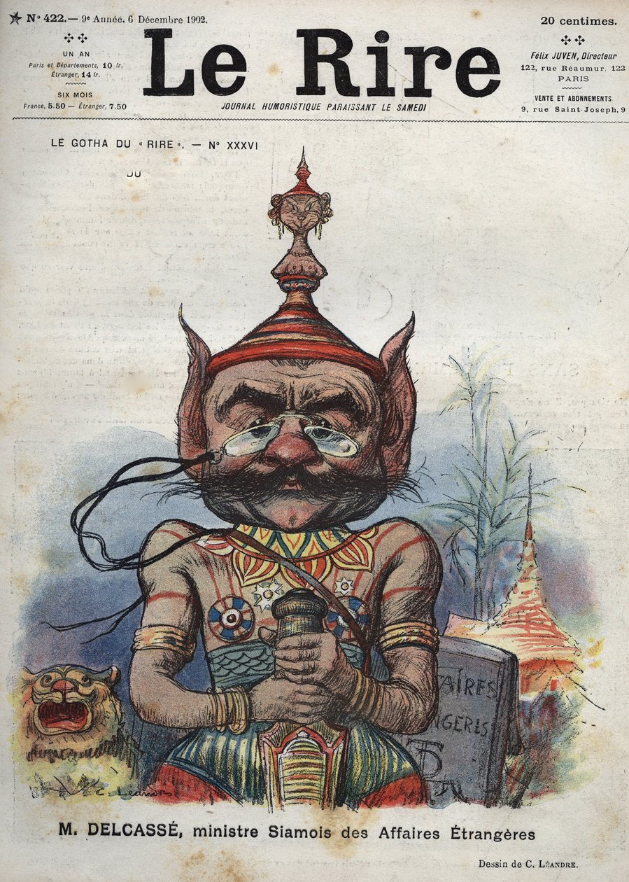 Théophile Delcassé (1852-1923), político francés - Le Gotha du “Rire”, No. XXXVI, M. Delcassé, Ministro de Asuntos Exteriores de Siam - Caricatura de Charles Léandre - (6 de diciembre de 1902) de Charles Leandre
