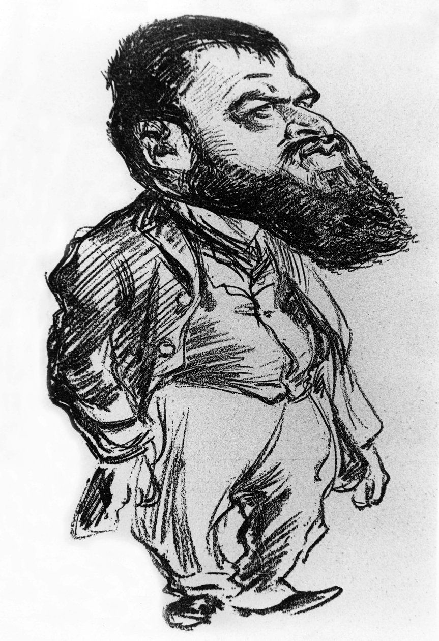 Tristan Bernard (1866-1947) novelista y dramaturgo francés, caricatura de Charles Leandre de Charles Leandre