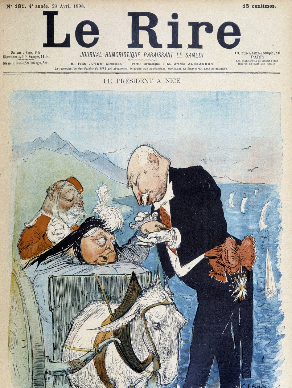 Victoria y Félix Faure en Niza - por Léandre, en "Le Rire" del 23/04/1898 de Charles Leandre