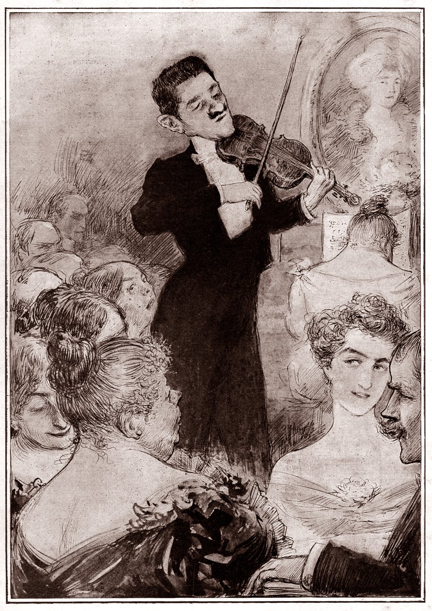 Violinista tocando en una reunión social de Charles Leandre