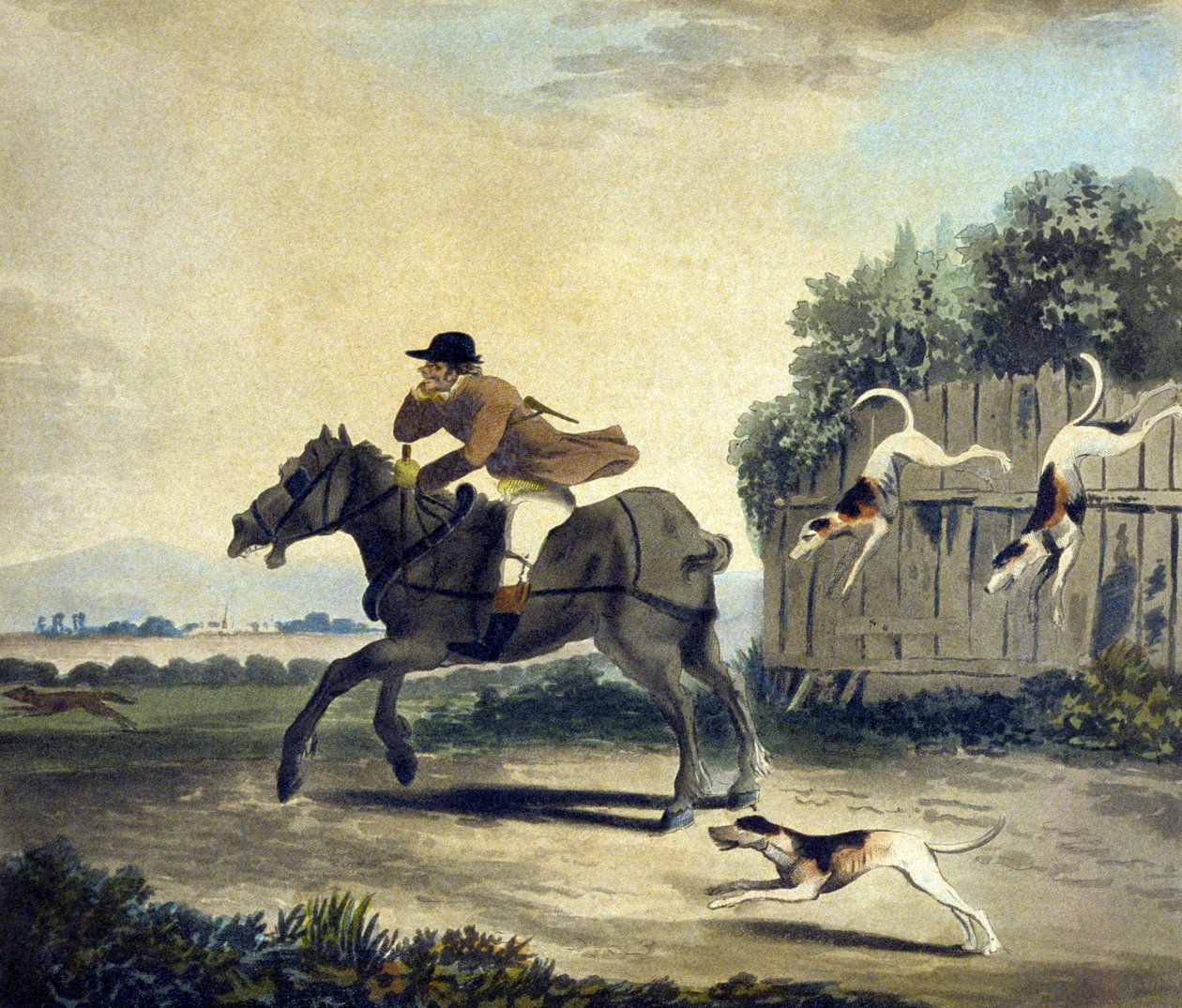 El caballo delantero del equipo, de The Pytchley Hunt, grabado por F.Dukes (1745-1812) de Charles Lorraine (after) Smith