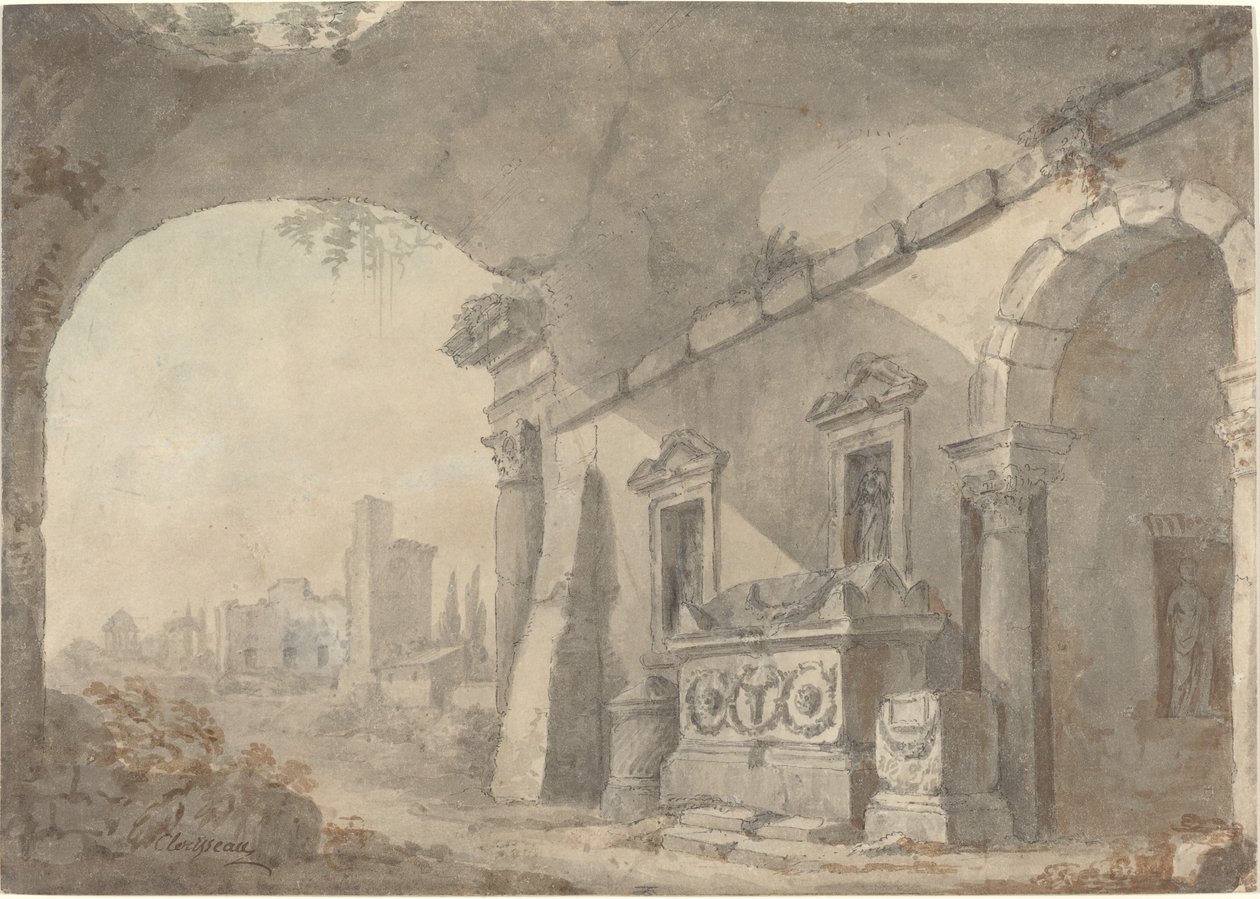 Ruinas Romanas con un Sepulcro de Charles Louis Clerisseau