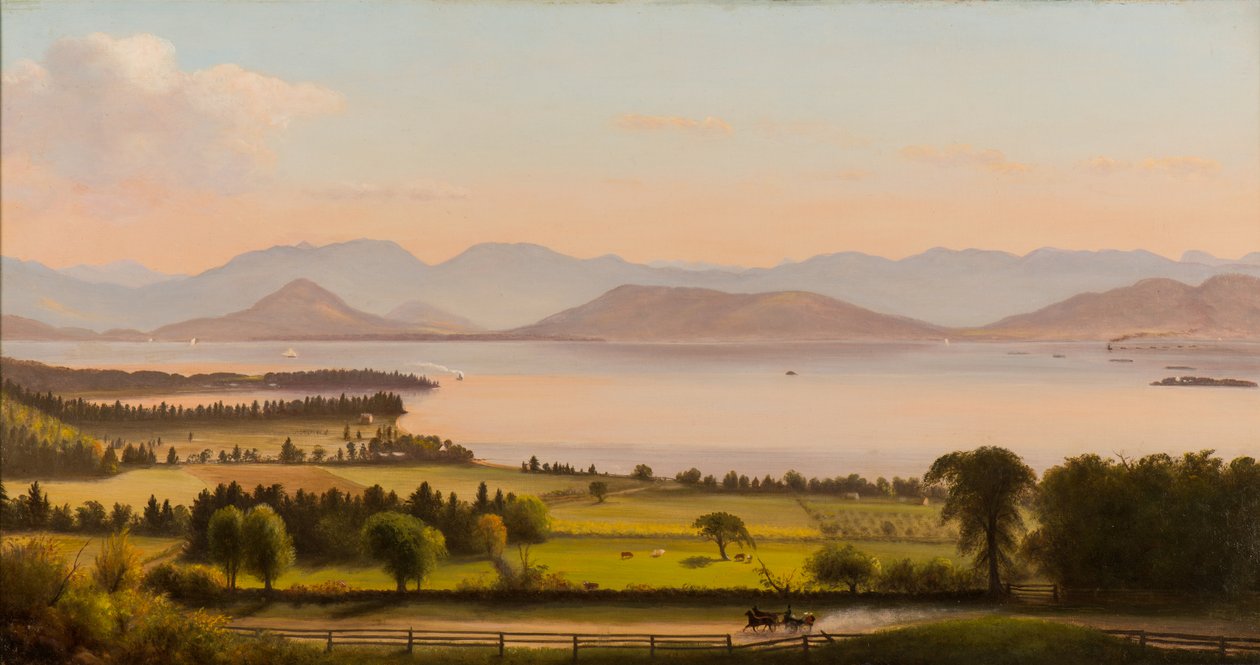 Montañas Adirondack, bahía de Burlington sobre Willard St. de Charles Louis Heyde