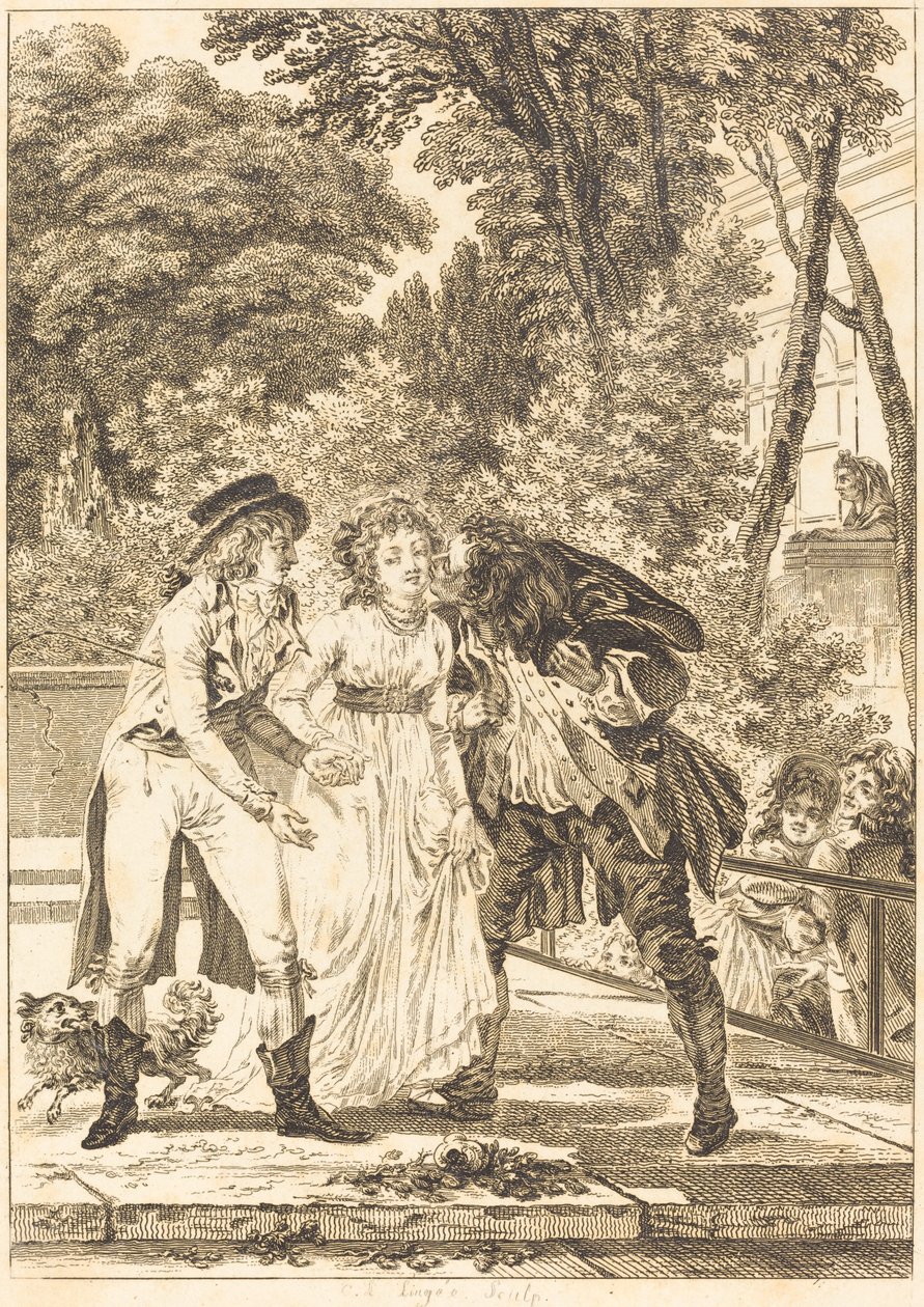 El beso devuelto de Charles Louis Lingée after Jacques Louis François Touzé