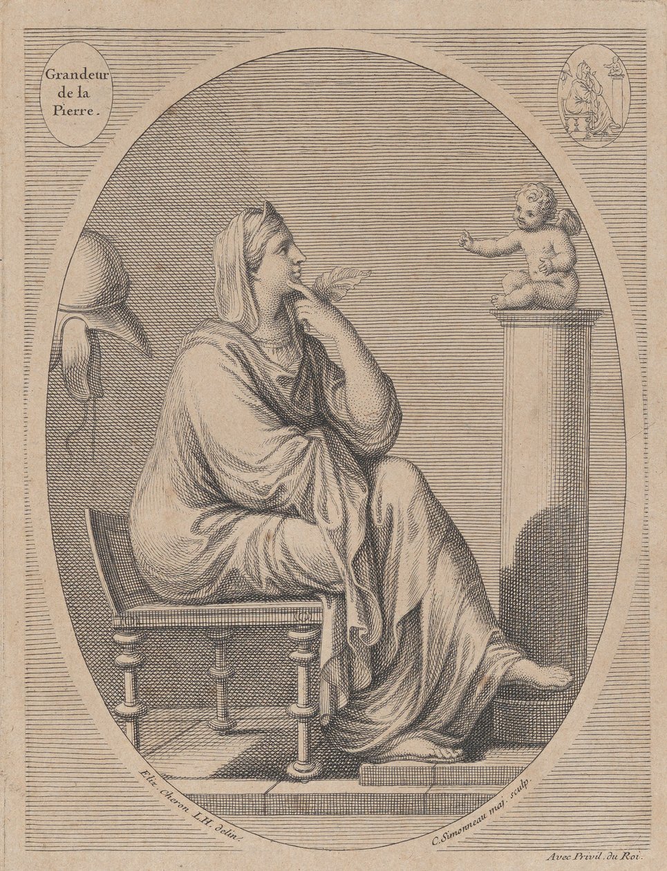 Grandeur de la pierre, después de Eliz. Cheron, 1665-1728 de Charles Louis Simonneau