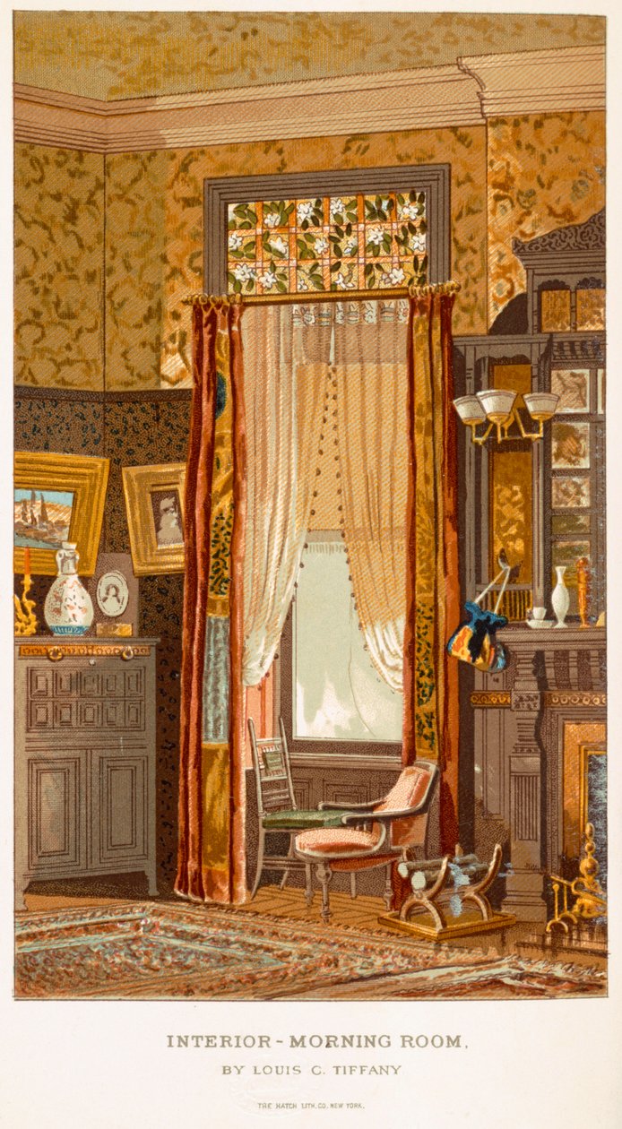 Sala de mañana 1881, de Charles Louis Tiffany, de Womans Handiwork in Modern Homes de C. Harrison, Nueva York 1881 de Charles Louis Tiffany