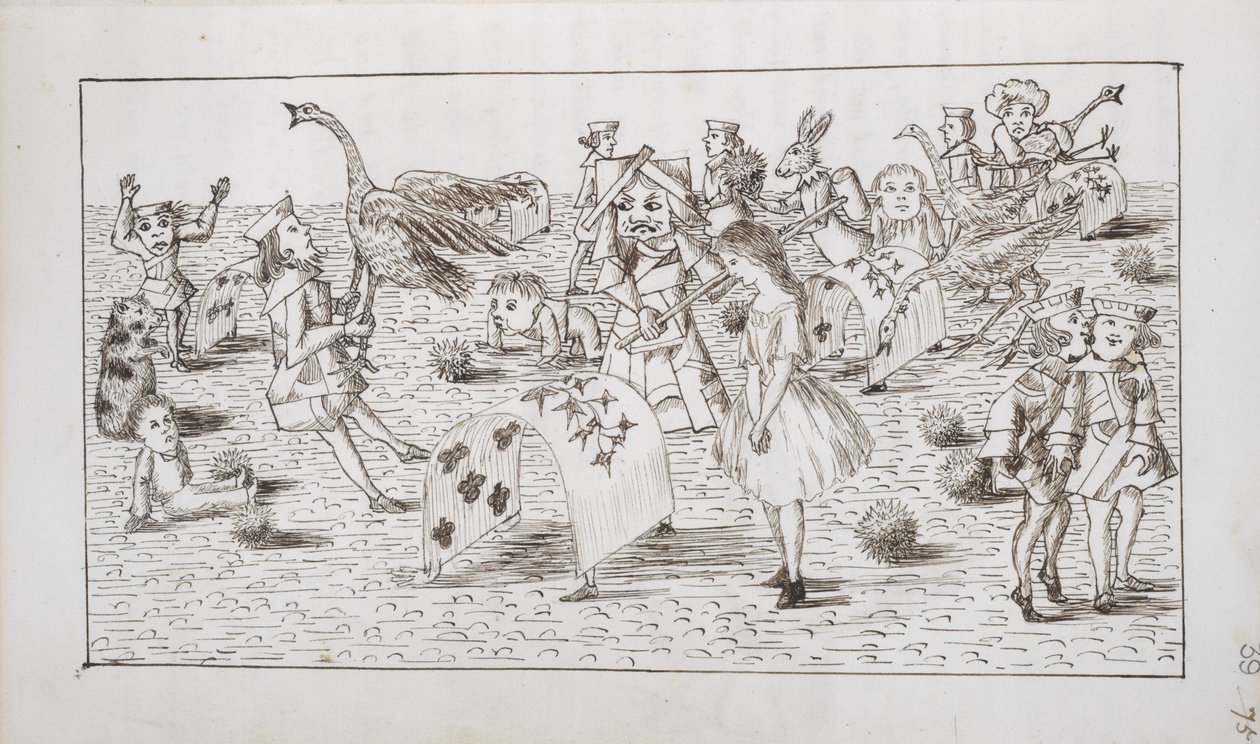 Alicia y la Reina Roja juegan al croquet, ilustración del Capítulo IV de 