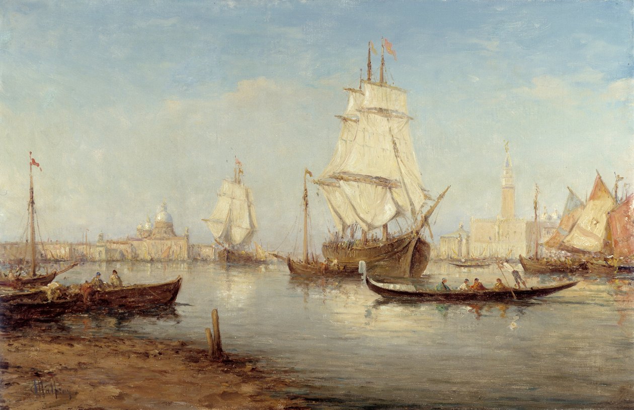 Galeones y góndolas en la dársena de San Marcos (San Marcos a Venecia) Pintura de Charles Malfroy (1862-1918) Mención obligatoria: Colección Fundación Saludos de Provenza, Marsella de Charles Malfroy