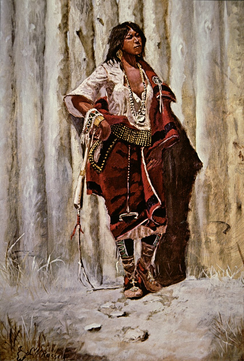 Doncella india en el fortín de Charles Marion Russell